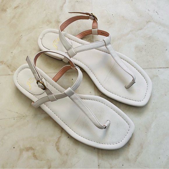 J.Crew Abbie White Leather Ankle Strap Sandals size 8 - Picture 1 of 8